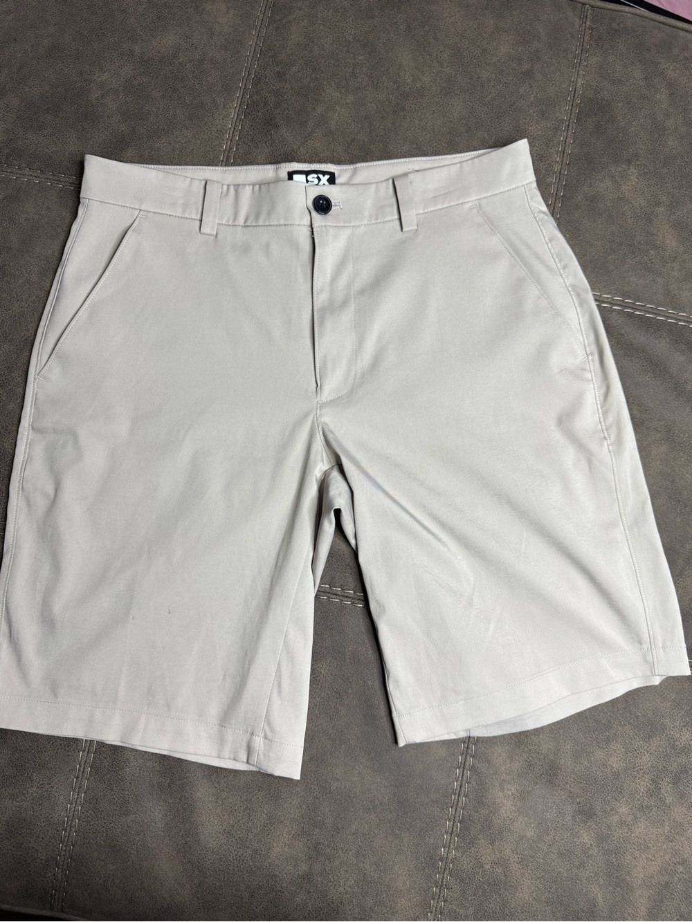 Men's Light Tan Flat Front Shorts